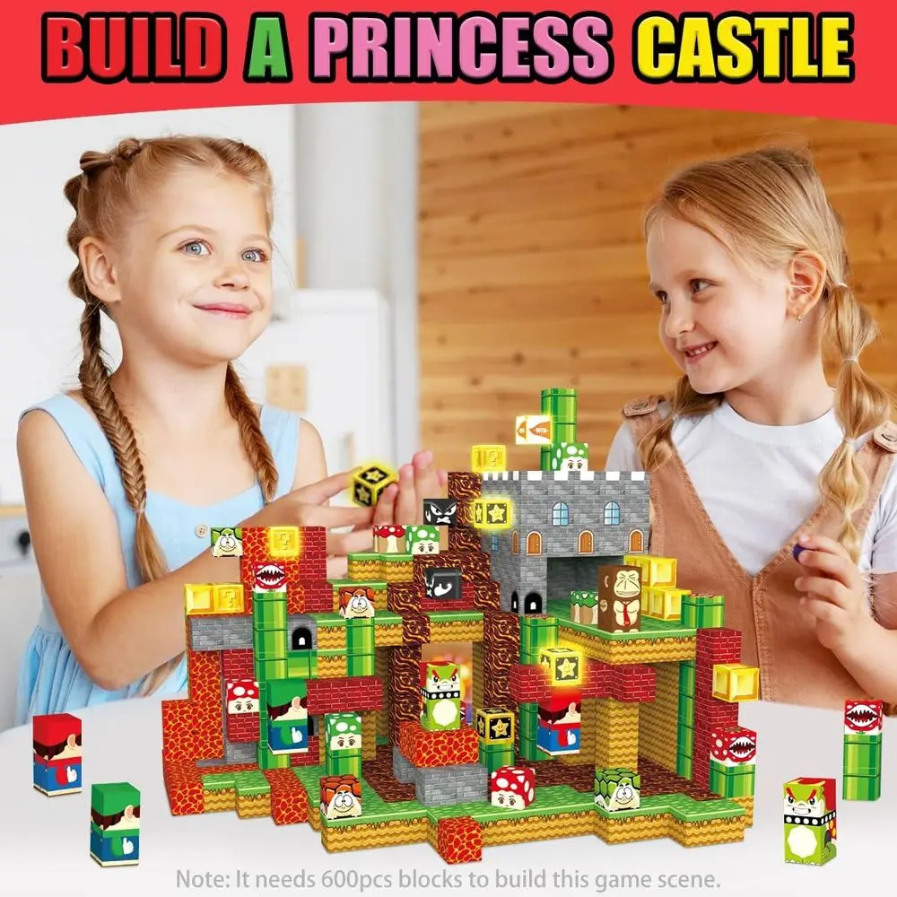 100-Piece Magnetic Building Blocks with Lights, 3D STEM Toys for Kids Ages 3+, Educational Sensory Construction Set for Boys and