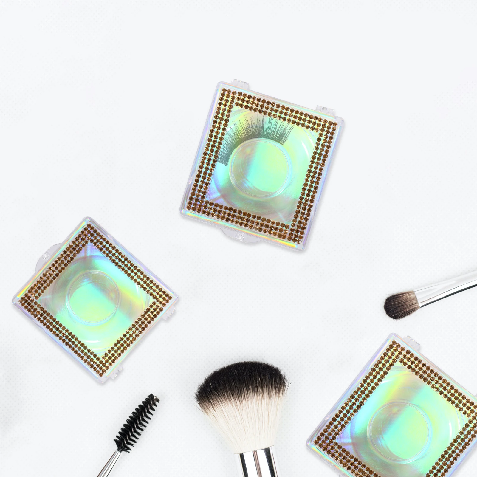 

Empty False Eyelash Packaging Boxes Durable Plastic Travel Size Rhinestone Glitter eyelash organizer storage box