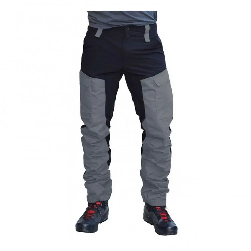 Men Fashion Color Block Multi Pockets Sports Long Cargo Pants Work Trousers