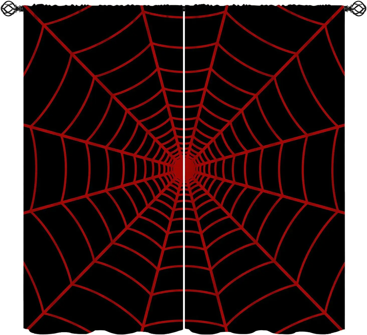 Spider Web Print Curtains Red Black Halloween Theme Design for Party Room Living Room Home Decor