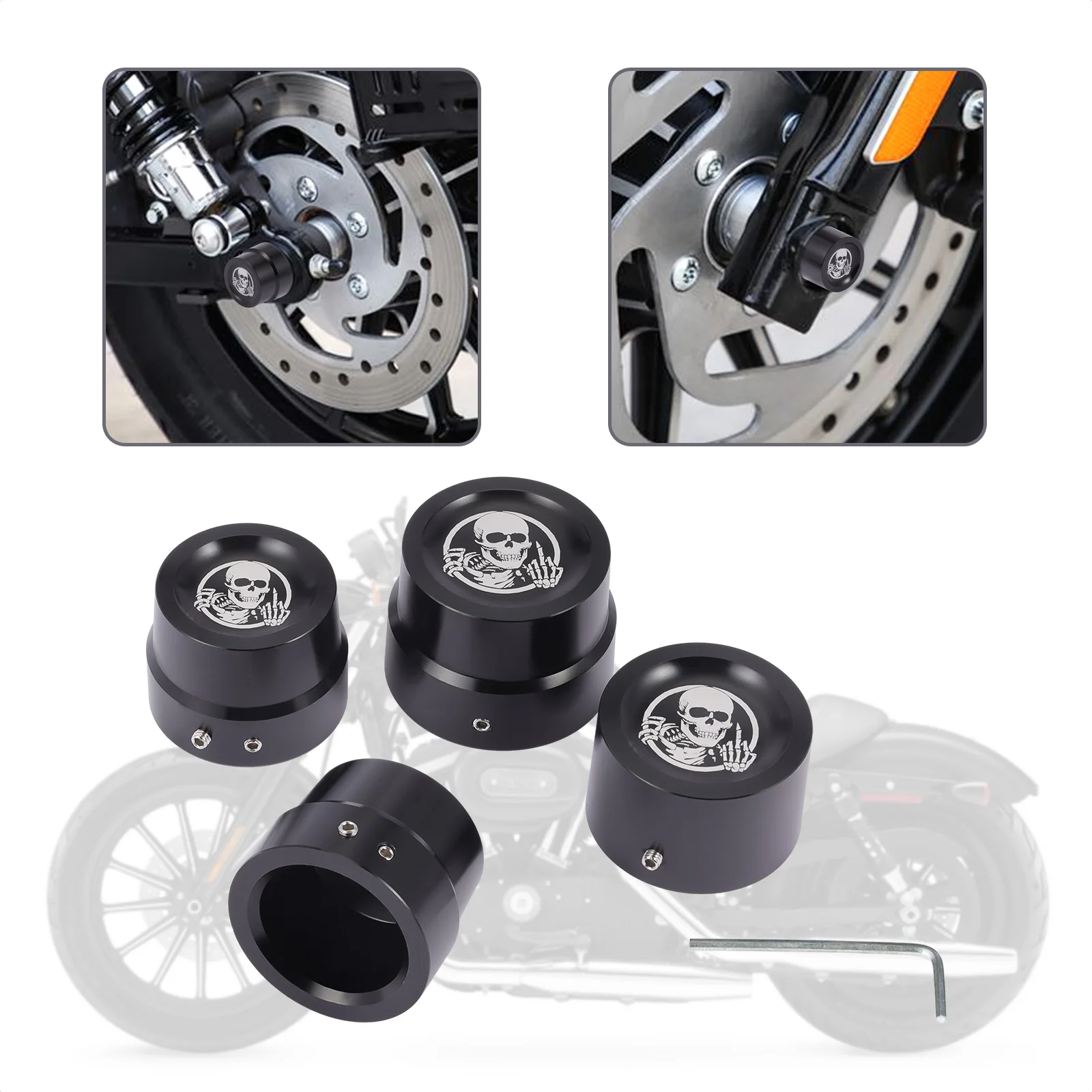 Motorcycle Front Rear Axle Nut Covers for Harley VRSC 2002-2011, 2015-later XG, 2008-later XL, Dyna, Softail, Touring and Trike