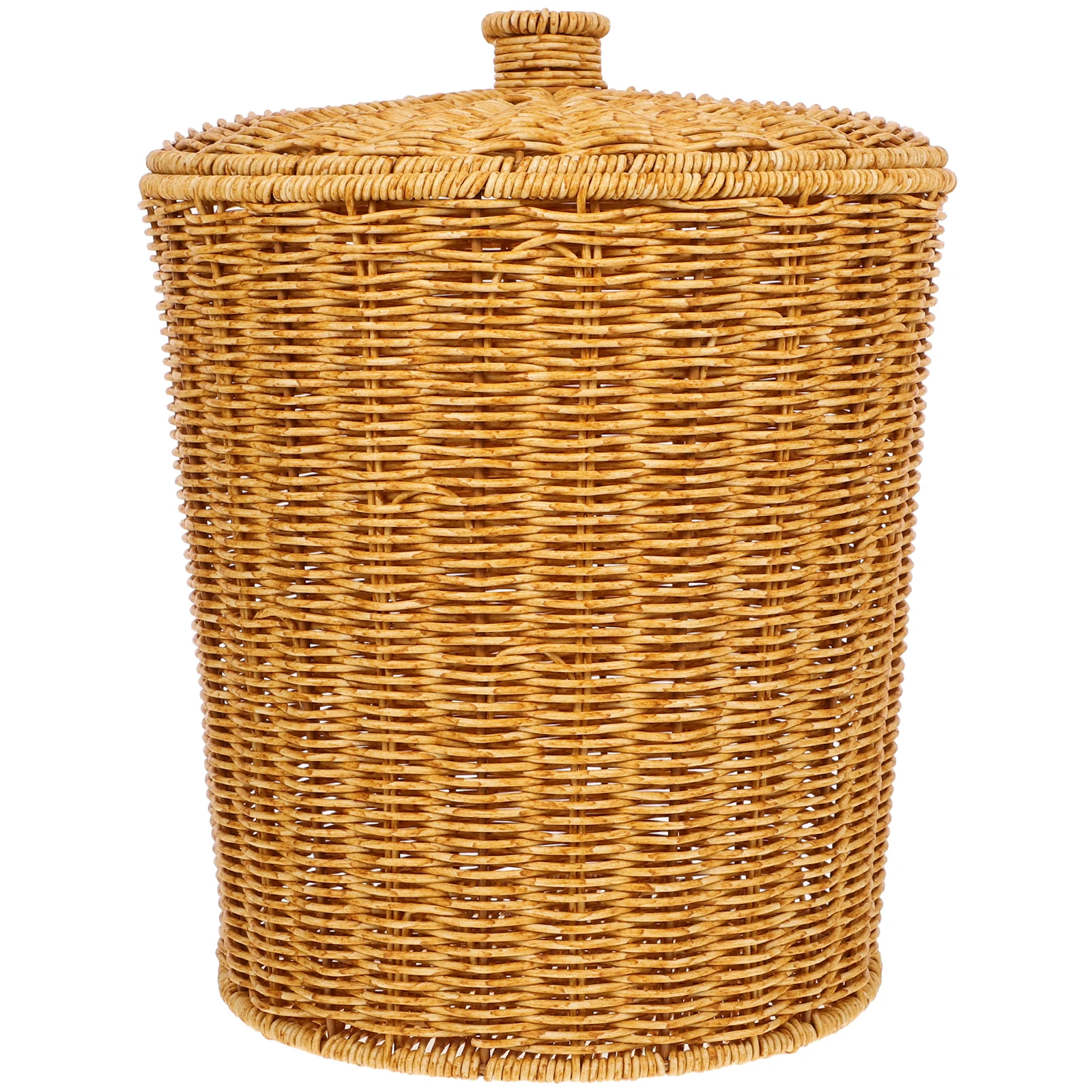 

Trash Can Coffee 28x33.5 Retro PP Imitation Rattan Woven Trash Can Laundry Basket Bedroom Storage Sundries Home Decor