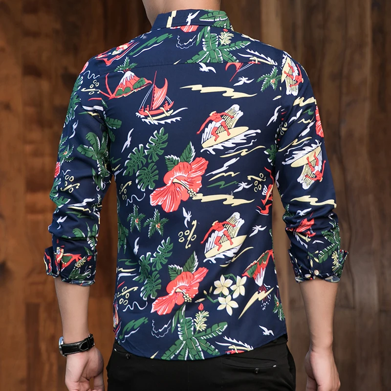 Men's Fashion 2022 Autumn Spring Clothes Shirt Long Sleeves Plus Size 5XL 6XL 7XL Hawaiian Beach Casual Floral Shirt For Man