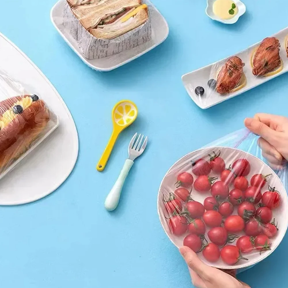 500 coperture elastiche per alimenti, coperchio in plastica per ciotola usa e getta, coperchi elasticizzati rettangolari per involucri sigillanti per la freschezza della cucina