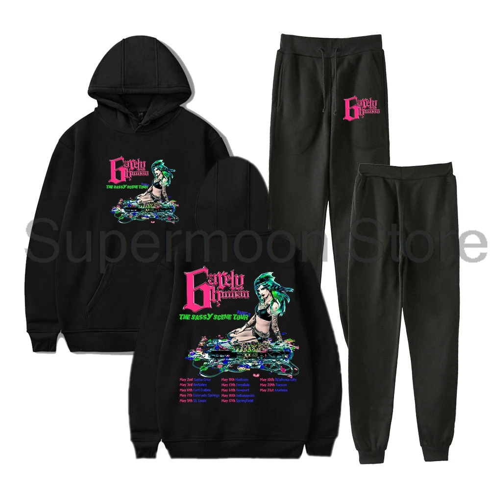 

6arelyhuman The Sassy Scene Tour 2025 Hoodies Jogger Pants Two Piece Set Sweatshirts+Sweatpants Men Women Outfit Sets