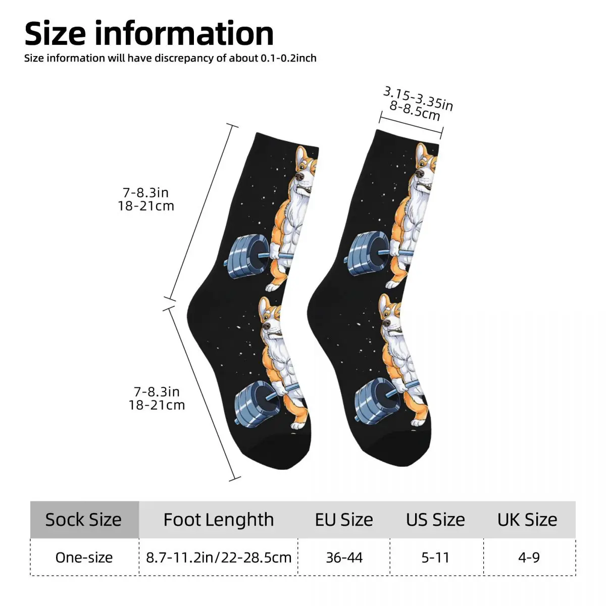 Corgi Weightlifting Dog Deadlift Fitness Gym Workout Unisex Winter Socks Hip Hop Happy Socks street style Crazy Sock