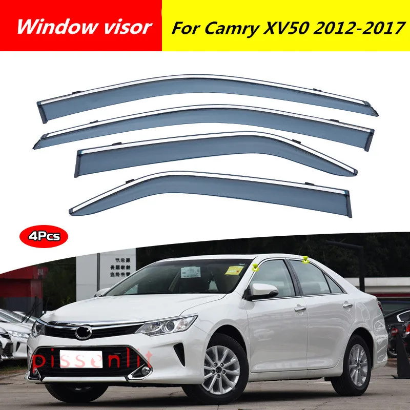 

For Camry XV50 2012-2017 Chrome Window Trim Accessories Deflectors Visors Rain Guard Door Visor Vent Shades Ventvisor Cover