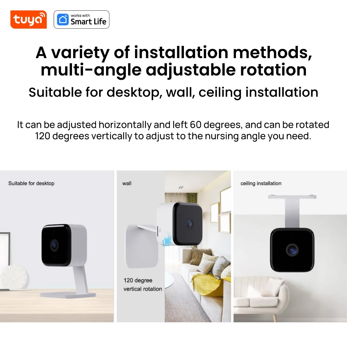 Tuya Smart 3MP HD Smart Home Security Camera,Real-time APP Alert,2-Way Audio,Human body&Sound Detection,Motion Tracking for Baby