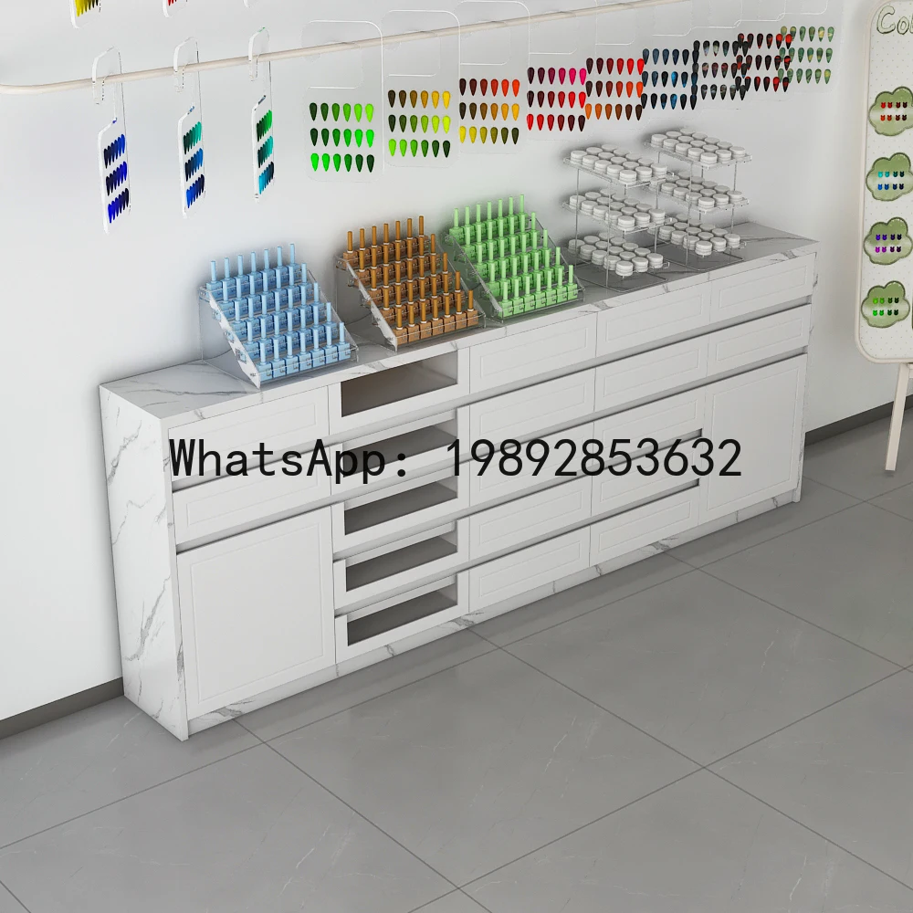BJ Nail Salon Display Cabinet Nail Polish Gel Storage Floor-standing Nail Polish Color Wall-mounted Storage Side