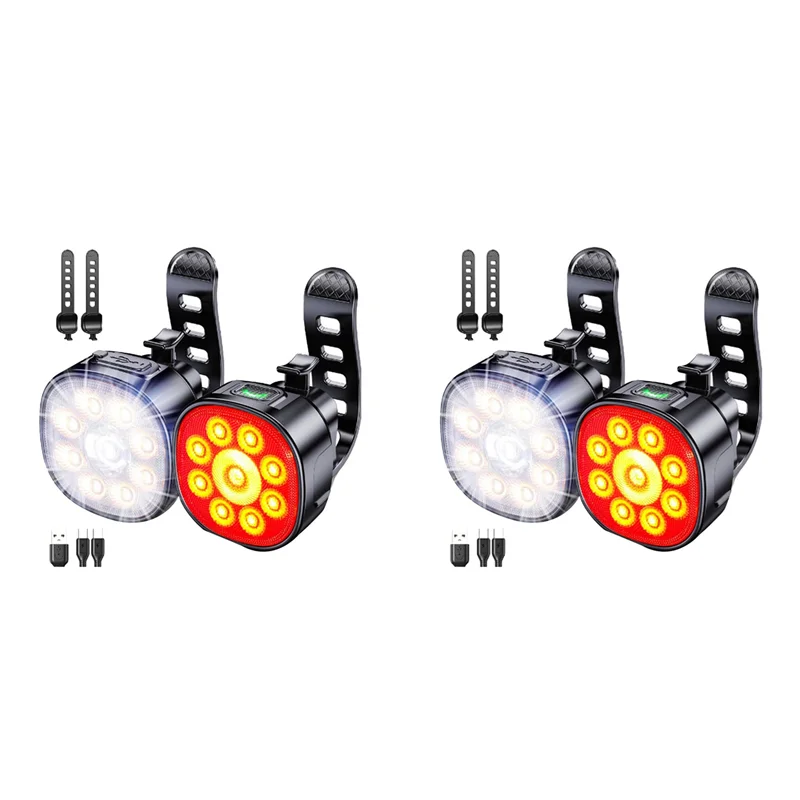 

Велосипедные фонари ABUE-2X [4 + 6 режимов], перезаряжаемые через USB велосипедные фонари спереди и сзади, водонепроницаемые велосипедные фонари IP65 для дороги в горах