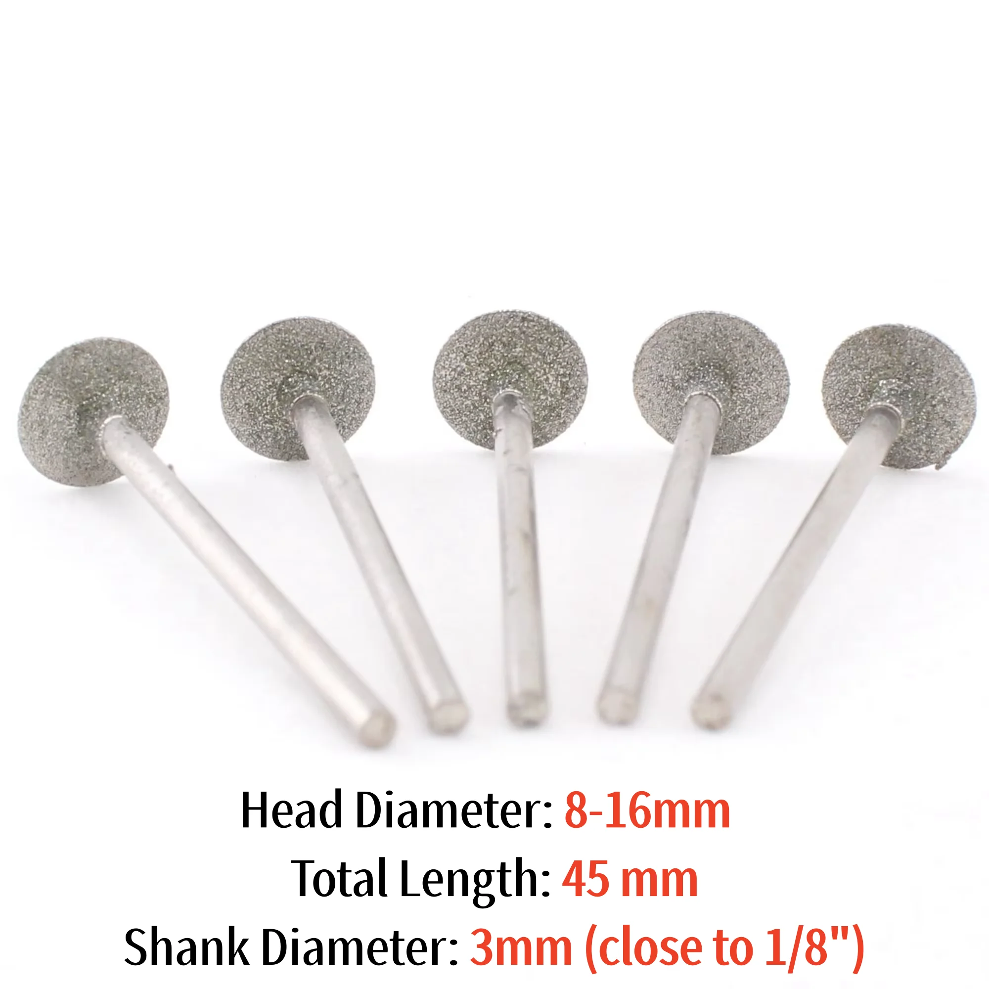 5Pcs Diamond Grinding Burr Bits Set Super-Thin T Shape 3mm Shank Rotary Tool for Jewelry Glass Stone Metal Carving Lapidary