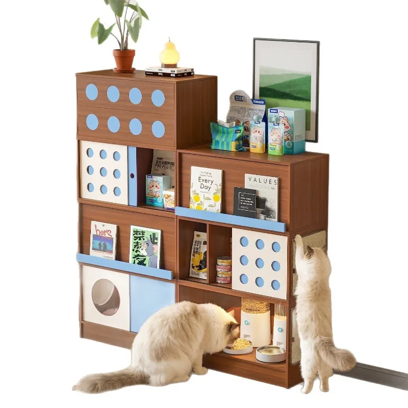 three-in-one cat villa pet products storage integrated human pet shared module combination cabinet