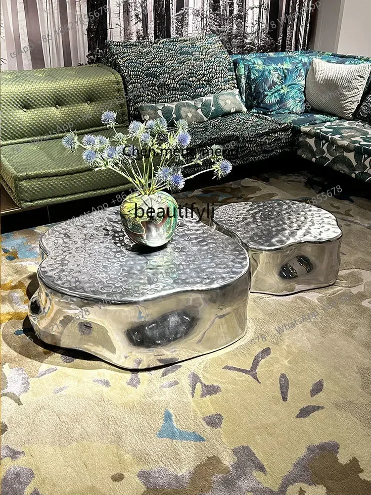 

ssE1001 Light Luxury Coffee Table Modern Minimalist Living Room Stainless Steel Combination Tea Table Shaped Coffee Table