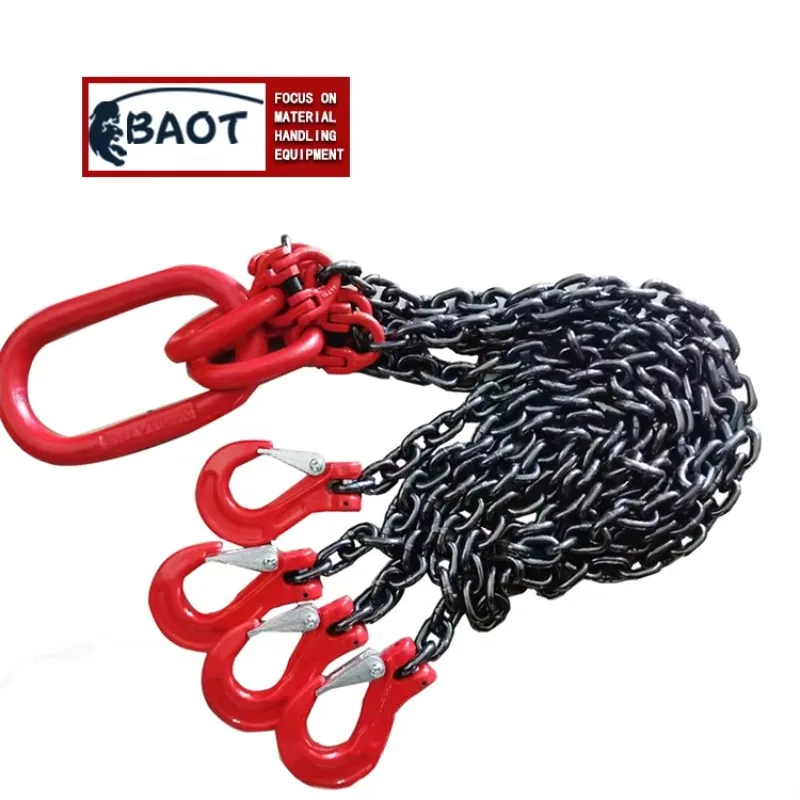 

14aBaot 3 Tong 80 Red Choker Cane Webbing Oil Drum Master Link Chain Slings for Sale