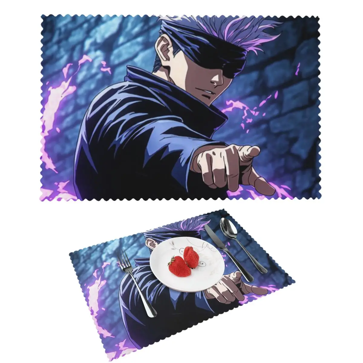 Satoru Gojo Anime Jujutsu Kaisen Placemat Heat Resistant Plate Mat for Dining Table Bowl Coaster Super Absorbent Mats