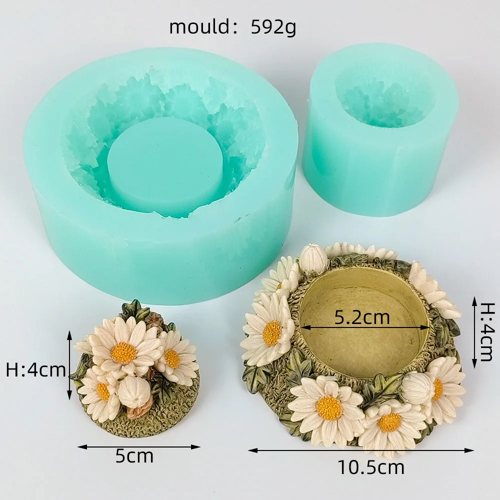 

Silicone Mold Flowers Candle Holder Candle Soap Molds 3D Little Daisy Candlestick Moulds Wedding Birthday Decor