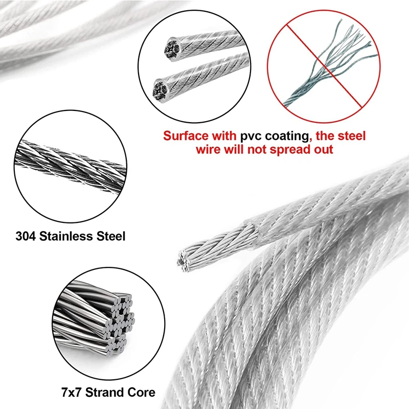 Hot 4 Pack Adjustable Picture Hanging Wire Heavy Duty Supports 50 Lbs Hanging Hardware, 2M X 1.5Mm Stainless Steel Wire Rope