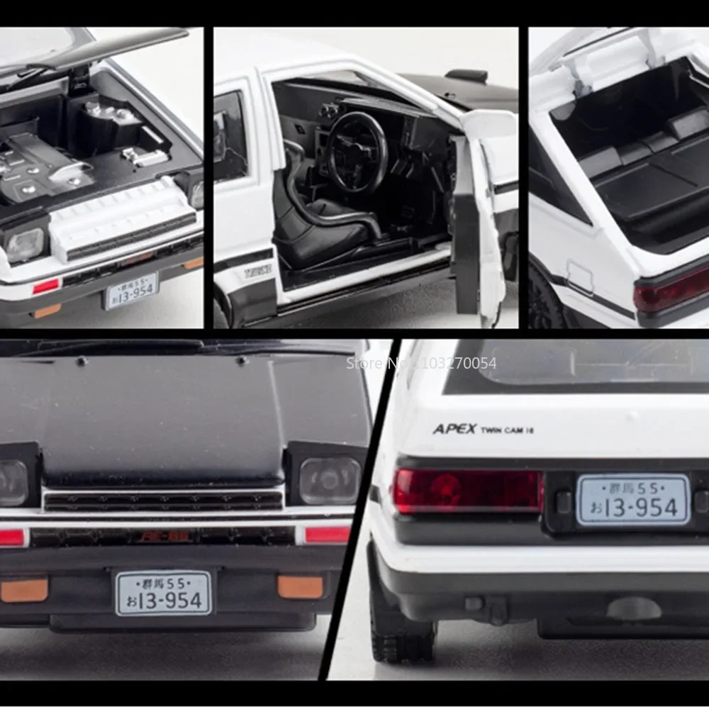1/32 AE86 Minicar Legierung Diecast Modell Auto Spielzeug Zurückziehen Sound Licht Türen Zu Öffnende Spielzeug Serie Jungen Geburtstag Geschenke Sammlung