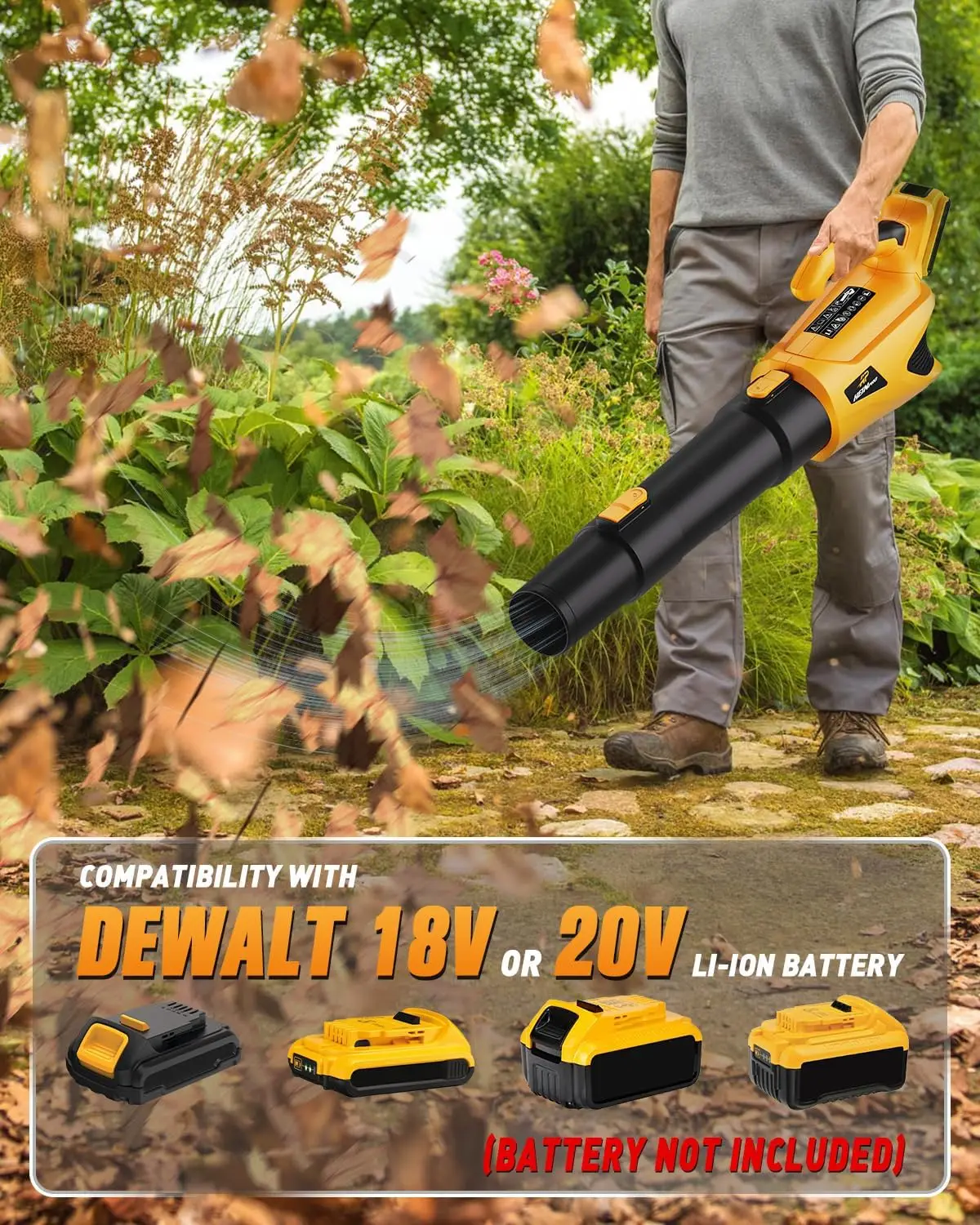 Cordless Leaf Blower Up to 500CMF for DEWALT 20V Max Battery (No Battery), Electric Leaf Blower Cordless with 5 Speed Modes