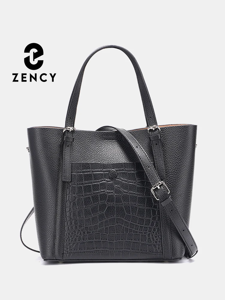 

Zency Soft Genuine Leather Women's Tote Bag Handbag Elegant Large Capacity Shopper Bag Purse Cross Body Shoulder Bag For OL 2024