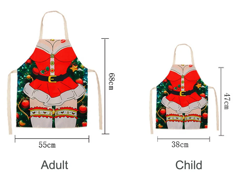 Parent-child Kitchen Apron Merry Christmas Printed Sleeveless Cotton Linen Aprons for Kids Men Women Home Cleaning Tools