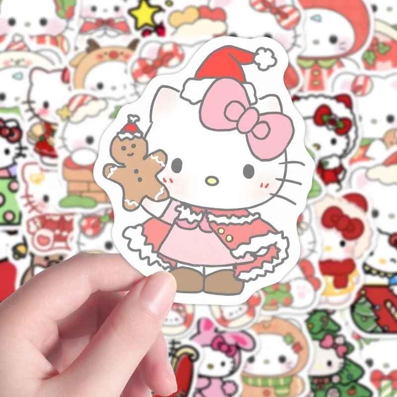 61PCS Sanrio Cartoon Cute Christmas HelloKitty Stickers Cell Phone Case Water Cup Luggage Guitar Decoration Stickers Wholesale