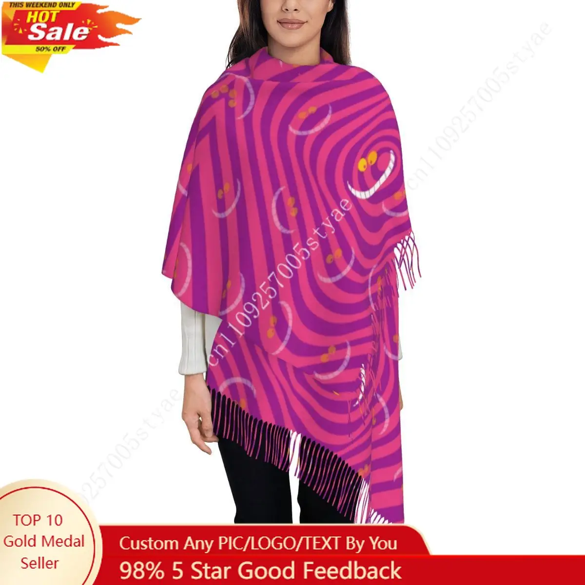 

Custom Print Cheshire Cat Pattern Scarf Women Men Winter Warm Scarves Alice In Wonderland Shawls Wraps