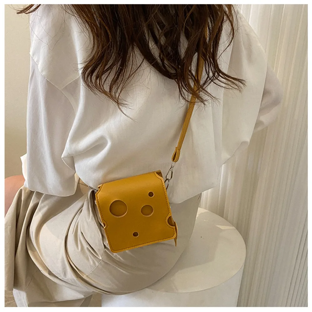 Niedliche Dreieck- und Quadratförmige Käse-Design PU-Leder Taschen Kopfhörer-Handtaschen Schultertasche Lippenstift-Geldbörsen Crossbody-Taschen