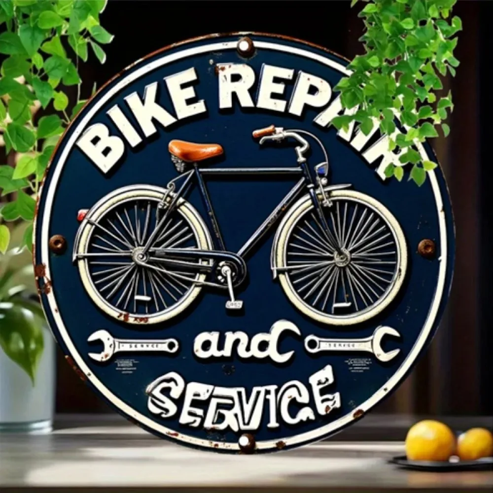 CIFbuy Vintage Fahrrad-Reparatur Aluminium-Wandkunst, wasserdicht, langlebig, rostfrei, Metallschild für Garagendekoration