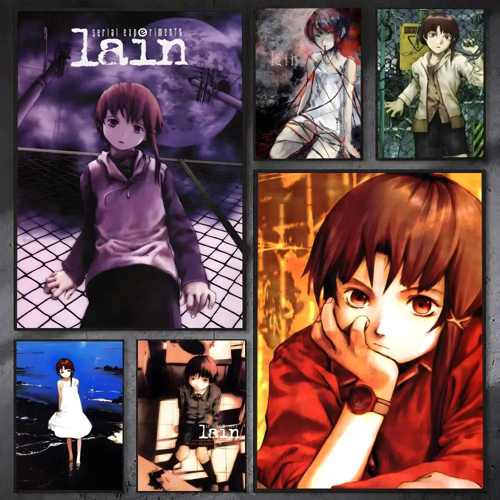 Serial Experiments Lain Poster Waterproof Sticky Wall Art Print For Bedroom Living Room Hallway Bar Home Decor