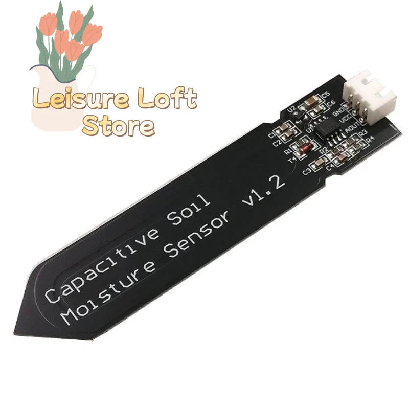 Capacitive Soil Moisture Sensor Module V1.2 3 Sets Wide Voltage Wired Analog for Vegetable Planting Soil Humidity Test