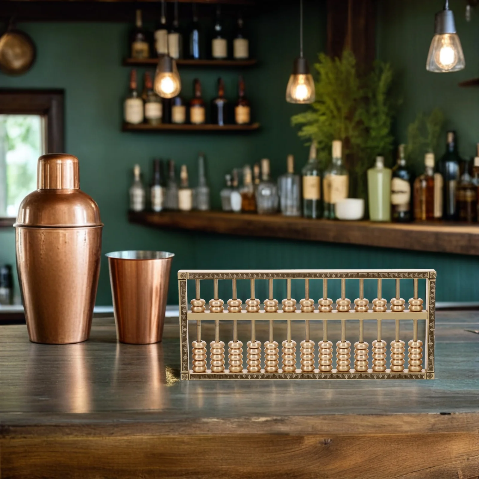 ミニ真鍮そろばん像 オフィスや家の装飾に - ヴィンテージな卓上金属工芸品 手彫りの細部が施された - 中国風