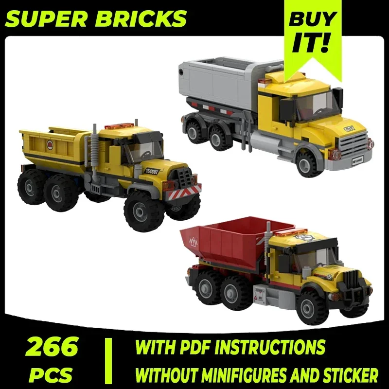 Stad Auto Model Moc Gebouw Bakstenen Bouw Dump Truck Technologie Modulaire Blokken Geschenken Kerst Speelgoed Diy Sets Assemblage