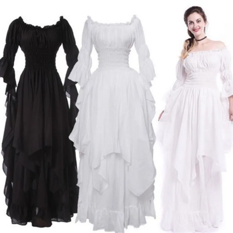 Vintage Medieval Dress Renaissance Black Gothic Dress Women's Cosplay Halloween Costume Prom Princess Dress S-5XL 5 Colors