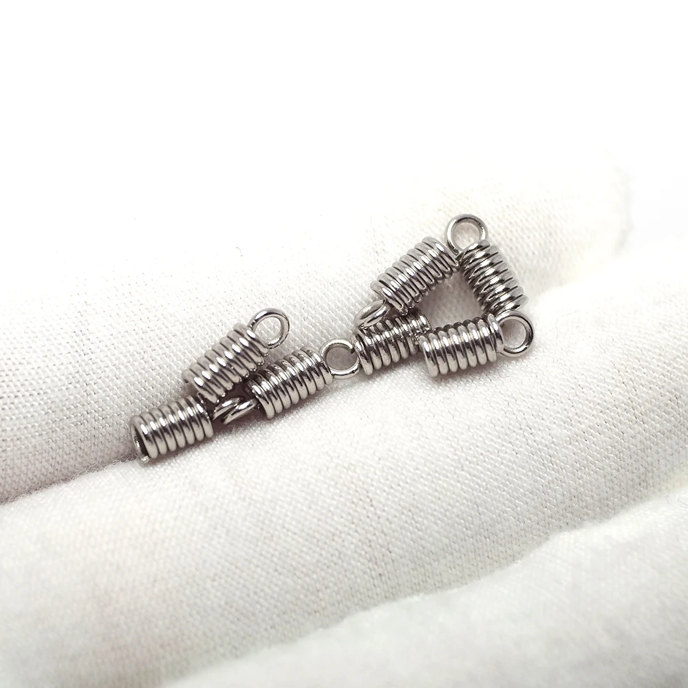 20pcs Spring Clasps Fastener Connector,Stainless Steel Cord Crimp End Caps,Bracelet Necklace Jewelry Making Supplies 3.5x8x0.7mm