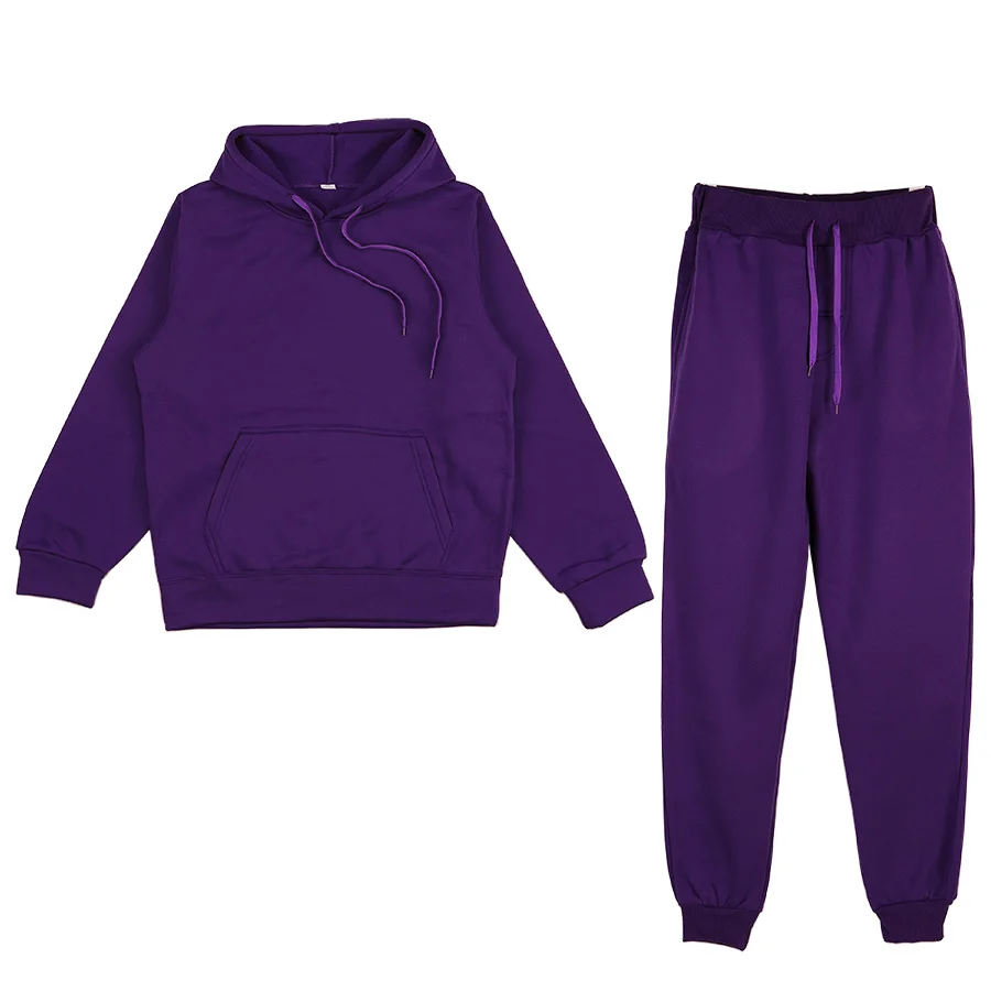 2026 New Men's Autumn/Winter Collection Solid Color Hoodie+Pants Two Piece Fashion Casual Sports Set Size S-3XL