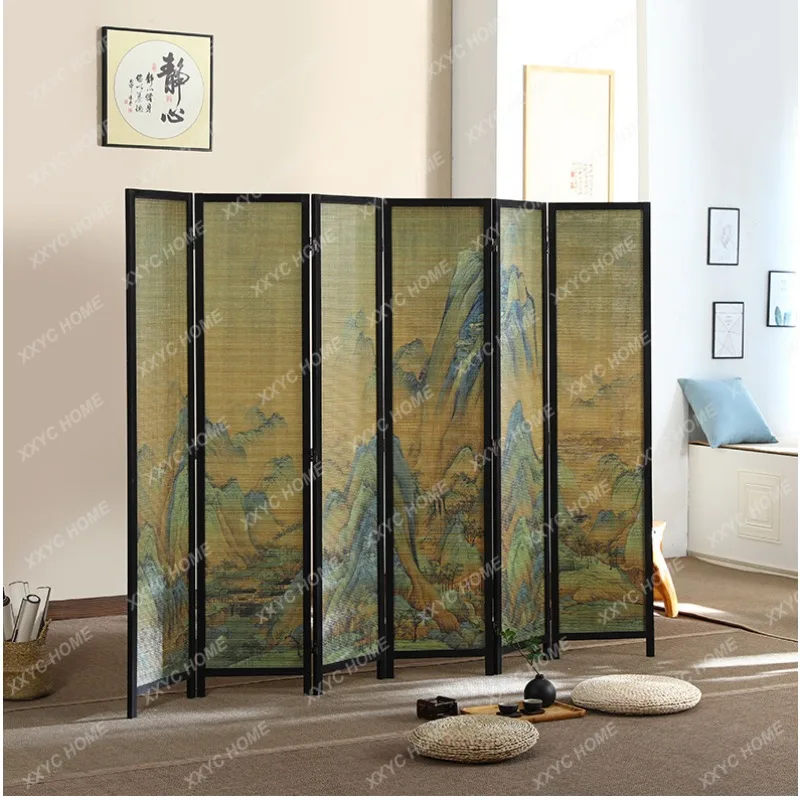 

Screen Folding Mobile Living Room Chinese Solid Wood Accordion Partition Hallway Office Screen Partition Wall Blocking