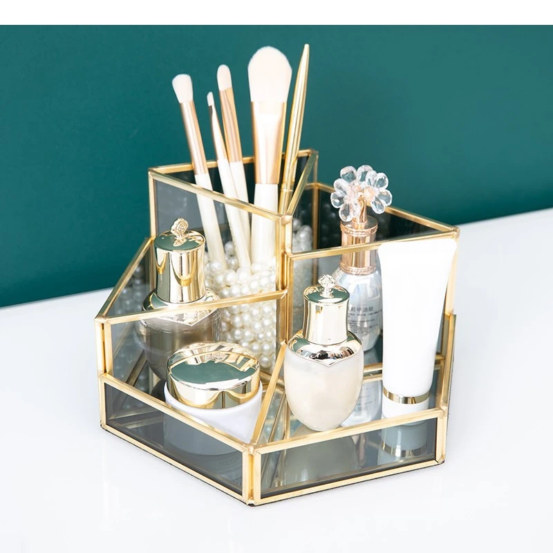 

Glass Storage Boxes Cosmetics Jewelry Display Home Dresser Containers Household Items