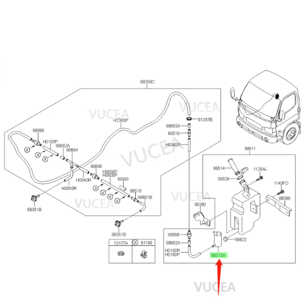 MOTOR & PUMP ASSY-W/S WASHER FOR HYUNDAI MIGHTY HD35 HD45 ​HD50 HD65 ​HD72 HD78 PAMAX 983705H200 98370 5H200 98370-5H200