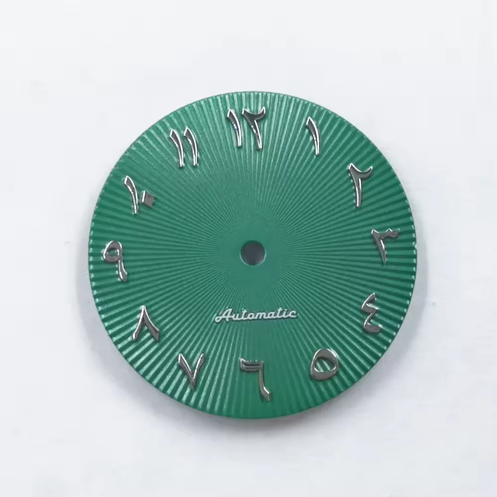 Neiton 29mm الأرقام العربية الاتصال الهاتفي أزرق أسود أبيض أخضر فضي ترصيع لا مضيئة لحركة NH35/NH36