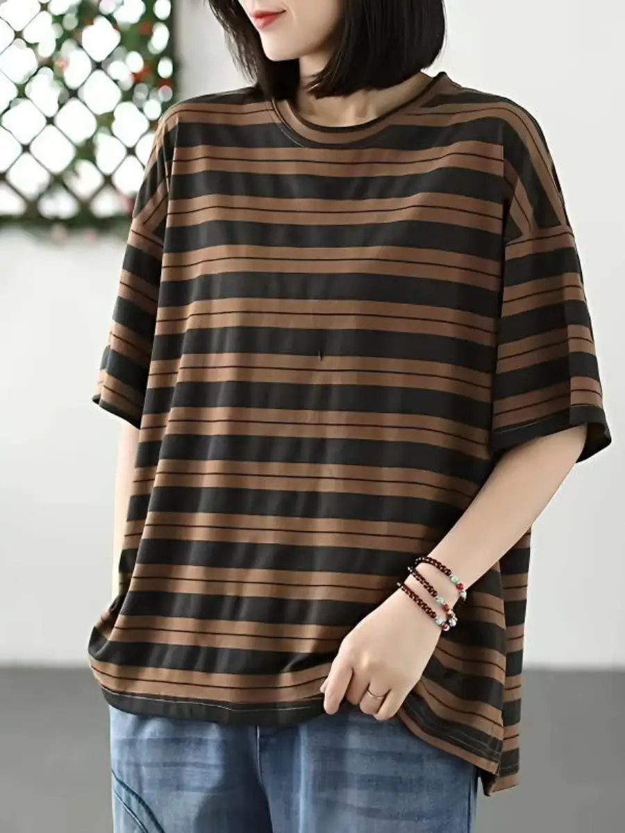 camiseta-feminina-de-verao-em-algodao-com-listras-manga-curta-solta-casual-tamanhos-grandes-disfarca-a-barriga-efeito-e