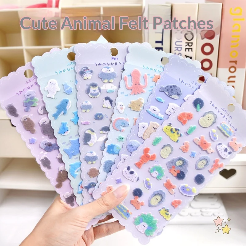 Animal marinho feltcloth reunindo adesivos recompensa das crianças polvo pinguim baleia decoração artesanal adesivos de livro de telefone móvel