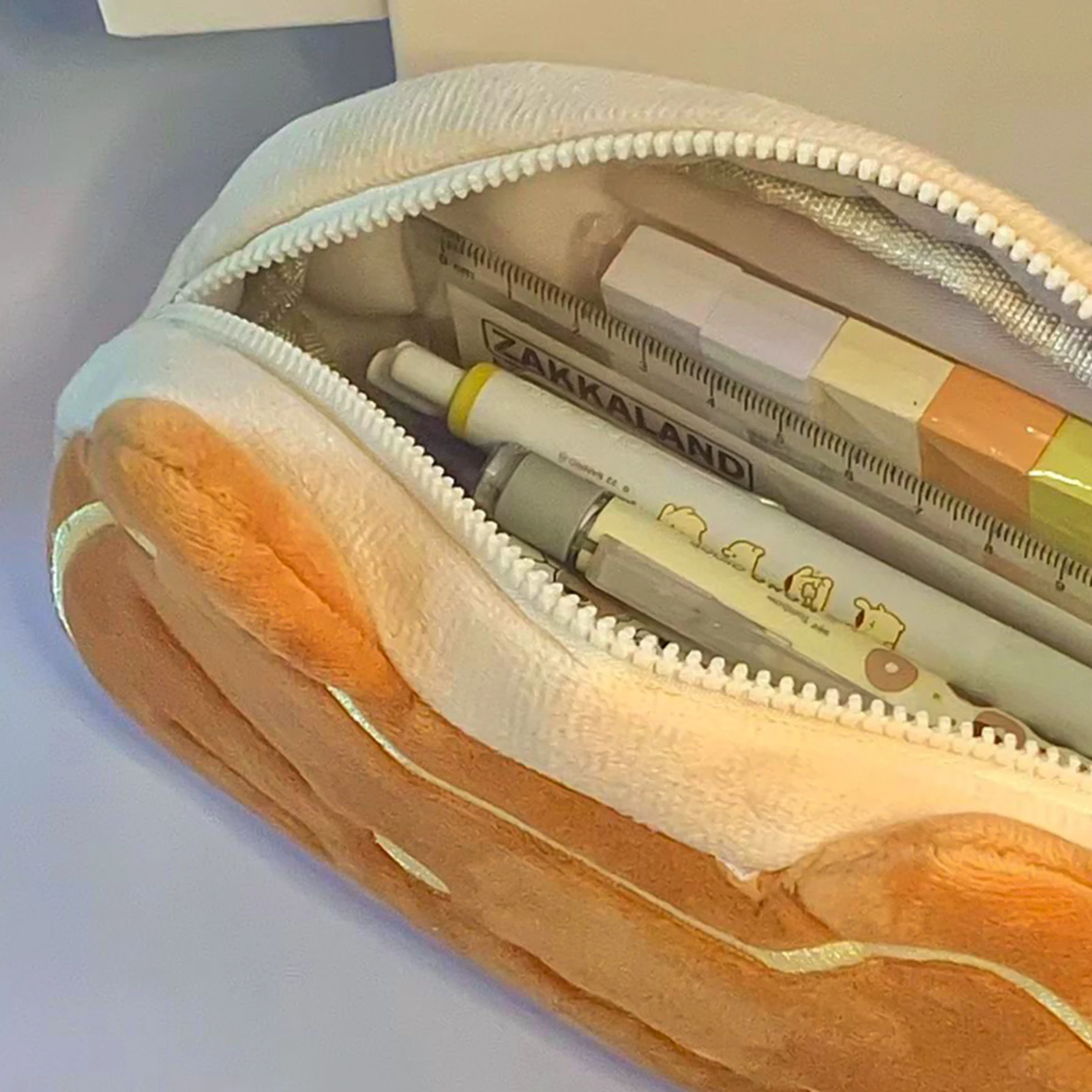 Kawaii Cat Pencil Case Cute Plush Stationery Bag For School Students Travel Large Capacity Adorable Capybara Design Makeup Pouch