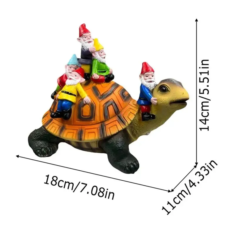 -A25M حديقة السلاحف الراتنج الحرف اليدوية السلاحف تمثال السلحفاة تمثال ديكور خارجي قزم يجلس على السلحفاة