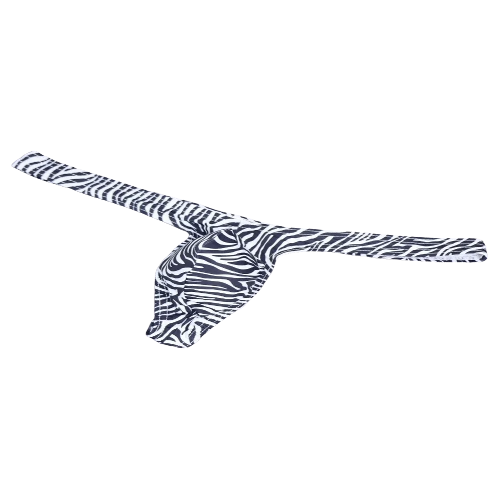 Underpants Low Waist Tiger Stripe Thong Lingerie Ice Silk T-back Panties Elastic Bulge Pouch Men Briefs Fitness