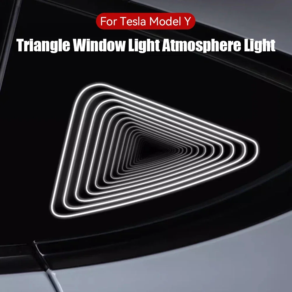 

Car Triangle Window Atmoshpere Light Modified Triangle Window Decorative Light For Tesla Model Y 2019-2024 Easy Install