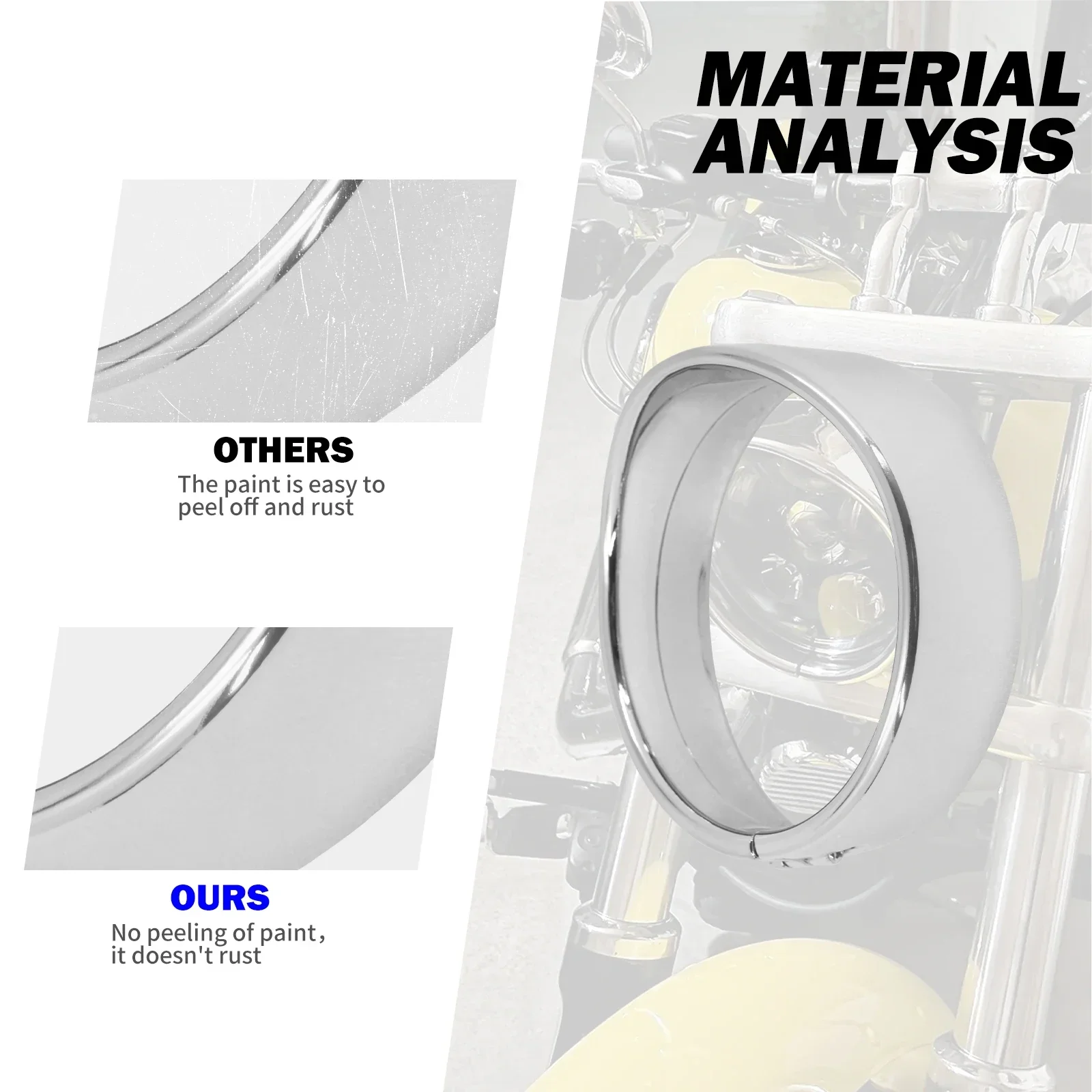 5.75" Motorcycle Headlight Decorate Trim Ring Visor Silver For Harley Sportster  883 1200 Dyna FXDB FXSE FXD Softail FXST FXSB - Image 4