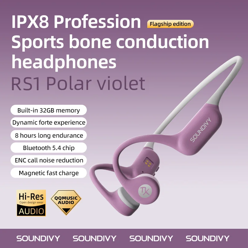 SOUNDIVY RS1 Open beengeleiding IPX8 waterdichte zwemoortelefoon 32 GB geheugen oorhangende oortelefoon