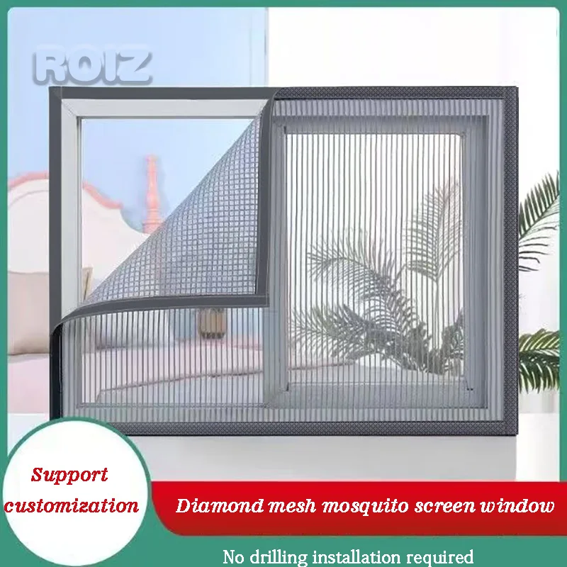 Customizable new gray window screen self-adhesive diamond fishing line net, anti mosquito and anti cat/dog scratch