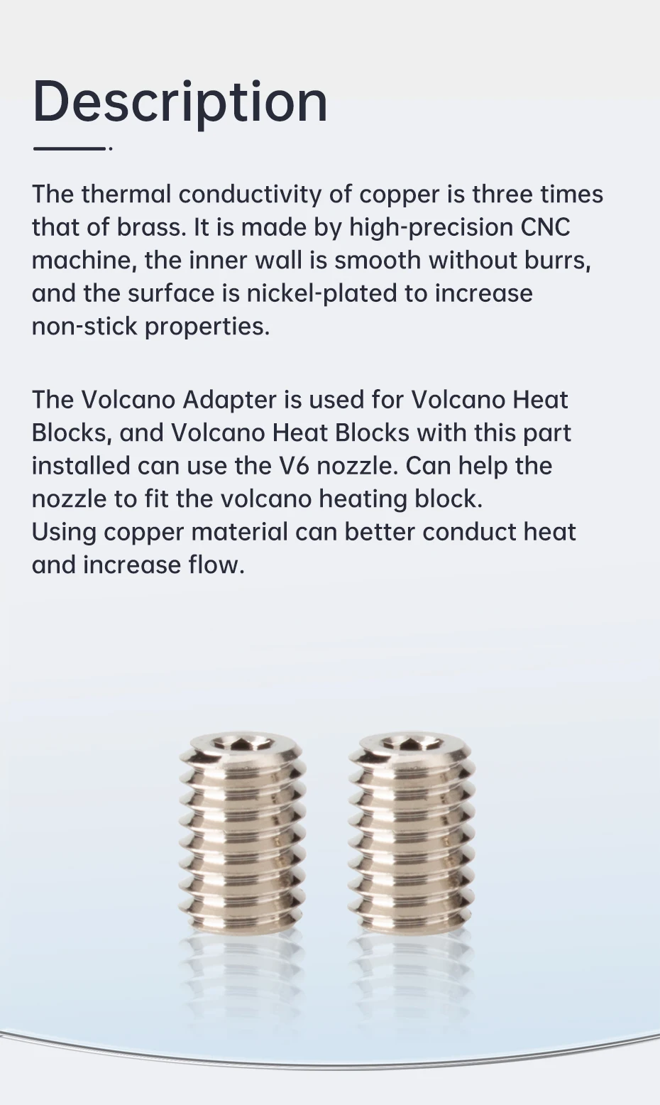 Trianglelab Hochdurchsatz-Düse Kupfer-Vulkanadapter Kompatibel mit CHC PRO CHCB-V Vulkan-Heizblock für V6-Düse – Detail 3